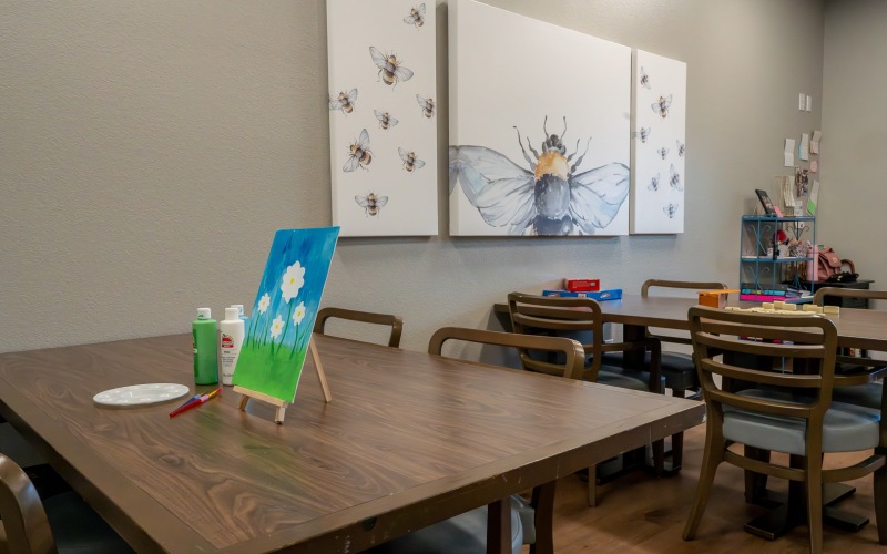 a table with craft supplies on it